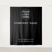Aangepaste Logo & Tekst Branded Zakelijk Zwart & W Wandkleed (Voorkant)