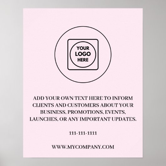 Aangepaste logo-tekst branding Blush Roze Esthetie Poster (Voorkant)