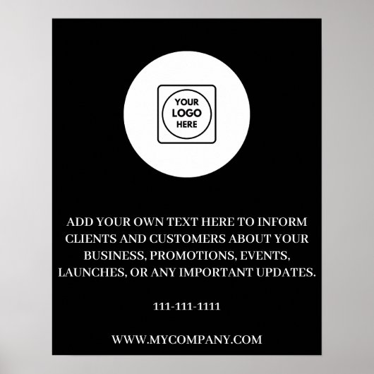 Aangepaste logo-tekst branding minimaal zwart ontw poster (Voorkant)