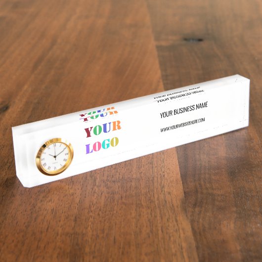 Aangepaste Logo tekst Business Desk Naam Bord Sjab Naambordje (Zijkant)