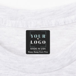 Aangepaste Logo Tekst en Country Square Zwart Kled Labels