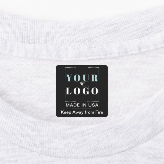 Aangepaste Logo Tekst en Country Square Zwart Kled Labels (Aangebracht)