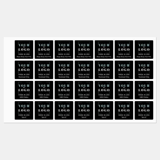 Aangepaste Logo Tekst en Country Square Zwart Kled Labels (Vel)