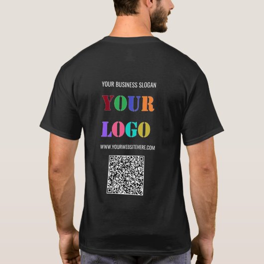 Aangepaste Logo Tekst en QR Code Business T-shirt (Achterkant)
