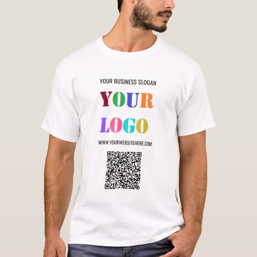 Aangepaste Logo Tekst en QR Code Zakelijk T-shirt (Voorkant)