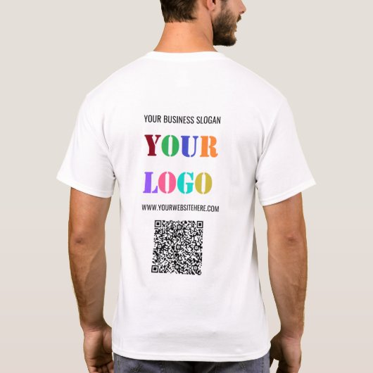 Aangepaste Logo Tekst en QR Code Zakelijk T-shirt (Achterkant)