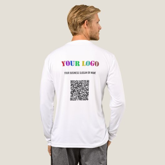 Aangepaste Logo-tekst en QR-code Zakelijke Sjabloo Tri-Blend Shirt (Achterkant)