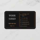 Aangepaste Logo Tekst Goud en Zwart Visitekaartje (Voorkant)