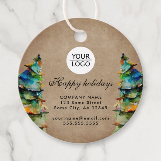 Aangepaste Logo tekst kerstboompromotie toevoegen Bedankjes Labels (Voorkant)