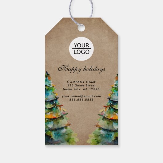 Aangepaste Logo tekst kerstboompromotie toevoegen Cadeaulabel (Achterkant)