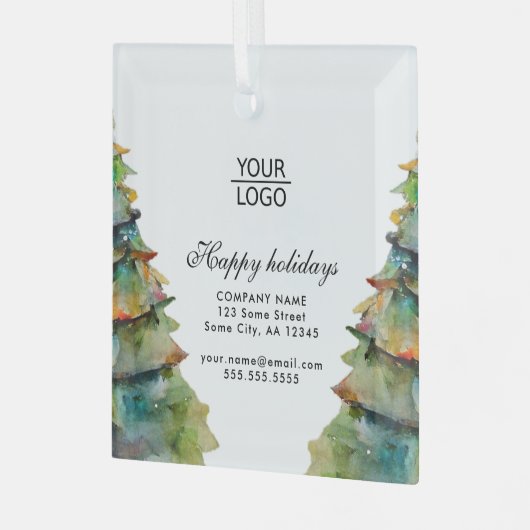 Aangepaste Logo tekst kerstboompromotie toevoegen Glas Ornament (Voorkant links)