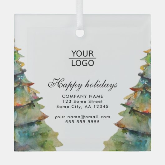 Aangepaste Logo tekst kerstboompromotie toevoegen Glas Ornament (Voorkant)