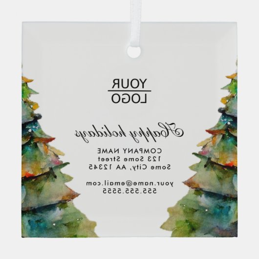 Aangepaste Logo tekst kerstboompromotie toevoegen Glas Ornament (Achterkant)