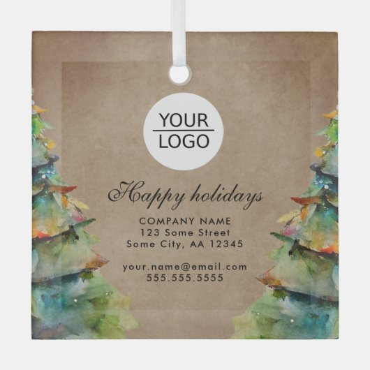 Aangepaste Logo tekst kerstboompromotie toevoegen Glas Ornament (Voorkant)