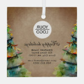 Aangepaste Logo tekst kerstboompromotie toevoegen Glas Ornament (Achterkant)