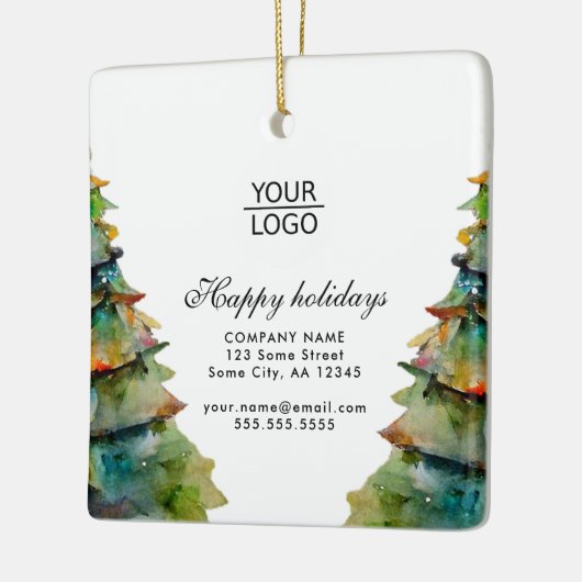 Aangepaste Logo tekst kerstboompromotie toevoegen Keramisch Ornament (Links)