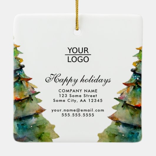 Aangepaste Logo tekst kerstboompromotie toevoegen Keramisch Ornament (Achterkant)