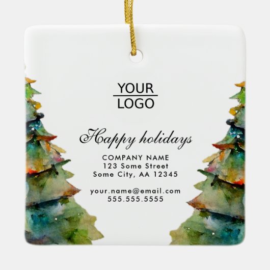 Aangepaste Logo tekst kerstboompromotie toevoegen Keramisch Ornament (Voorkant)