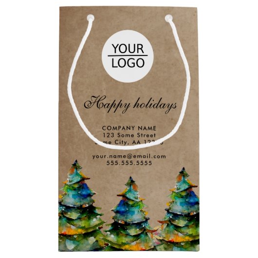 Aangepaste Logo tekst kerstboompromotie toevoegen Klein Cadeauzakje (Achterkant)