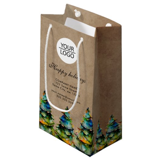 Aangepaste Logo tekst kerstboompromotie toevoegen Klein Cadeauzakje (Voorkant Gekanteld)