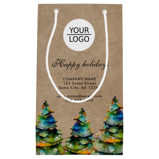 Aangepaste Logo tekst kerstboompromotie toevoegen Klein Cadeauzakje (Voorkant)