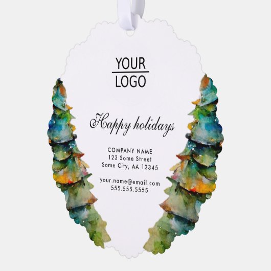 Aangepaste Logo tekst kerstboompromotie toevoegen Ornament Kaart (Links)