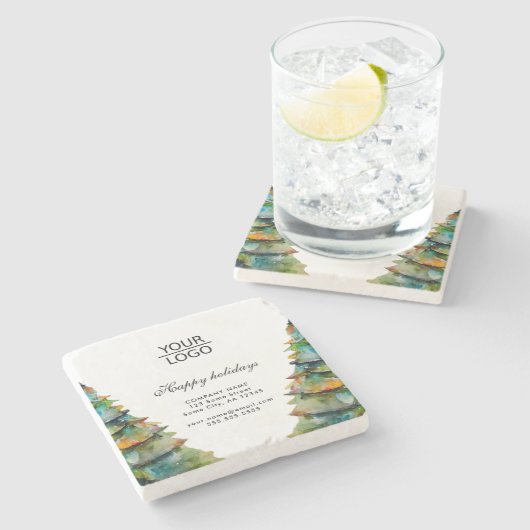 Aangepaste Logo tekst kerstboompromotie toevoegen Stenen Onderzetter (Zijkant)