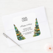Aangepaste Logo tekst kerstboompromotie toevoegen Vierkante Sticker (Envelop)