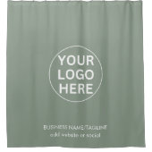 Aangepaste Logo & Tekst L Sage Groen Merk Bedrijf Douchegordijn (Voorkant)