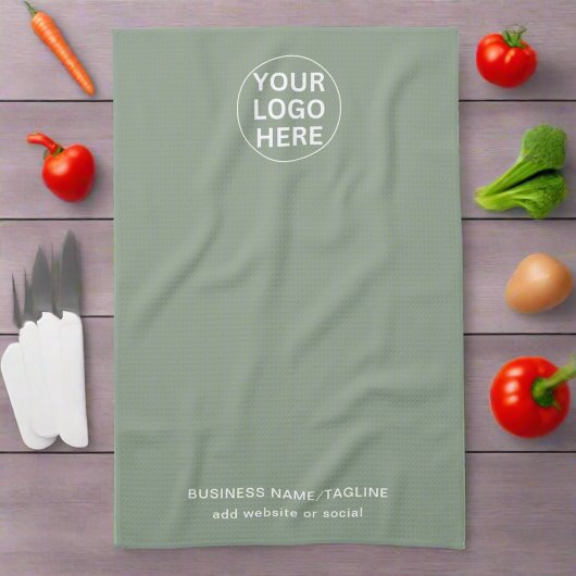 Aangepaste Logo & Tekst L Sage Groen Merk Bedrijf Theedoek