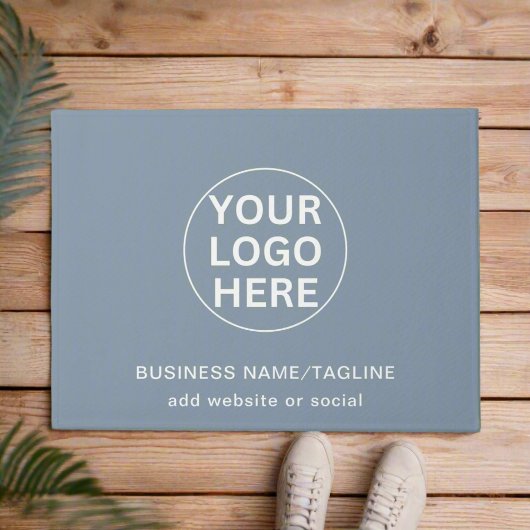 Aangepaste Logo & tekst l Welkom Dusty Blue Brande Deurmat