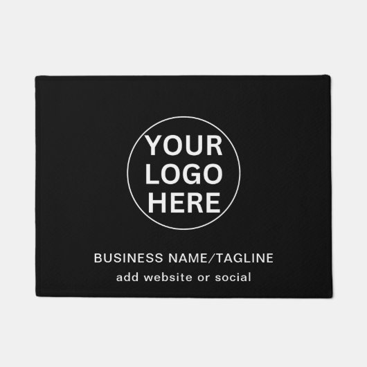 Aangepaste Logo & Tekst l Welkom Zwart & Wit Promo Deurmat (Voorkant)