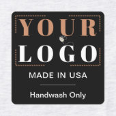 Aangepaste Logo Tekst & Land Zwart Kleding Kleding Labels (Design 2)