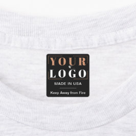 Aangepaste Logo Tekst & Land Zwart Kleding Kleding Labels