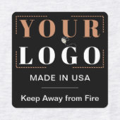 Aangepaste Logo Tekst & Land Zwart Kleding Kleding Labels (Design 1)