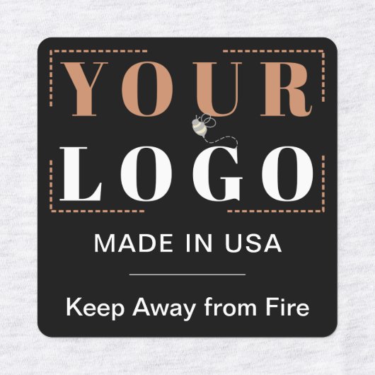 Aangepaste Logo Tekst & Land Zwart Kleding Kleding Labels (Design 1)