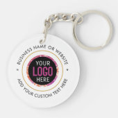 Aangepaste LOGO tekst Modern Zwart Wit Business KE Sleutelhanger (Achterkant)