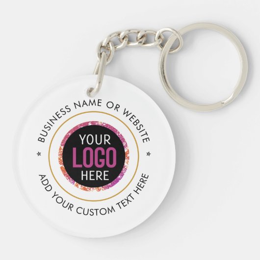 Aangepaste LOGO tekst Modern Zwart Wit Business KE Sleutelhanger (Achterkant)