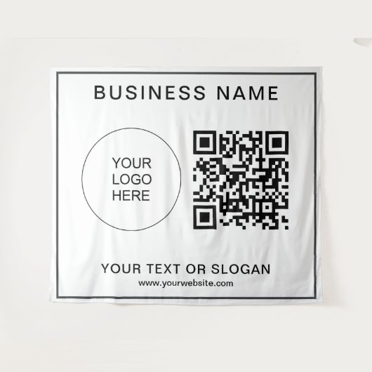Aangepaste Logo-tekst QR-code Event Seminar Achter Wandkleed (Voorkant (horizontaal))