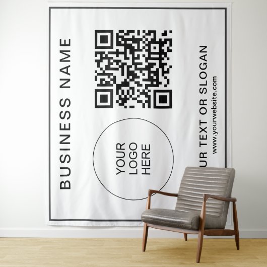 Aangepaste Logo-tekst QR-code Event Seminar Achter Wandkleed (In situ)