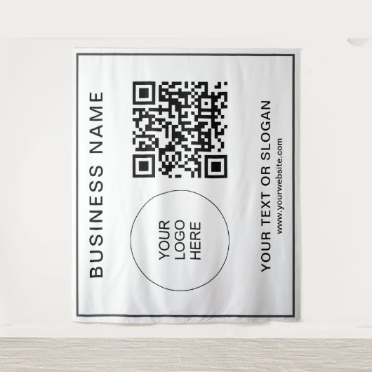 Aangepaste Logo-tekst QR-code Event Seminar Achter Wandkleed (Voorkant)