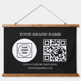 Aangepaste Logo Tekst QR Code Hangend Evenementdis Wandkleed