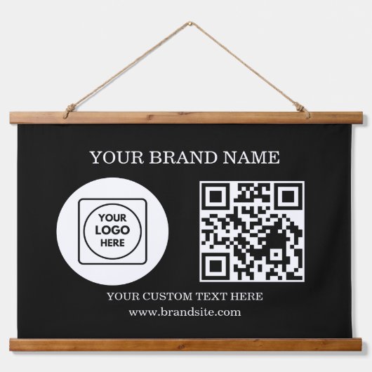 Aangepaste Logo Tekst QR Code Hangend Evenementdis Wandkleed (Voorkant)