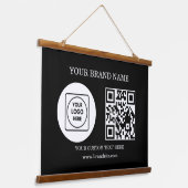 Aangepaste Logo Tekst QR Code Hangend Evenementdis Wandkleed (Gebogen)