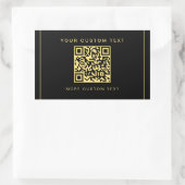 Aangepaste Logo Tekst QR Code Sjabloon Zwart & Gou Rechthoekige Sticker (Tas)