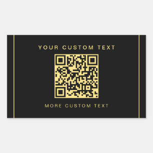Aangepaste Logo Tekst QR Code Sjabloon Zwart & Gou Rechthoekige Sticker