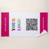 Aangepaste logo tekst QR-code strandhanddoek uw kl Strandlaken (Voorkant)