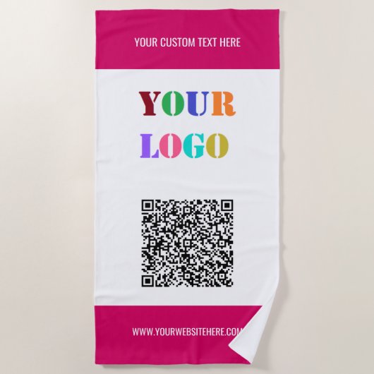 Aangepaste logo tekst QR-code strandhanddoek uw kl Strandlaken (Voorkant)