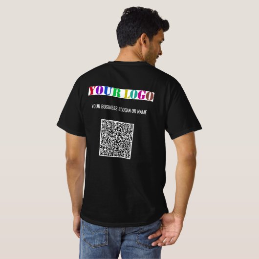Aangepaste Logo Tekst QR Code Zakelijk T-shirt Sja (Achterkant volledig)
