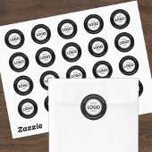 Aangepaste Logo / Tekst Zwart Ronde Stickers Blad